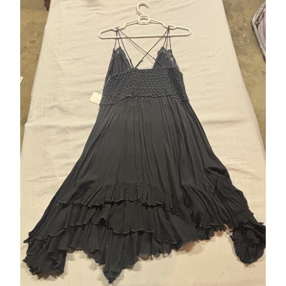 Free People Dresses & Skirts - Free People Black Adella Slip Dress Mini Dress Size Large NWT